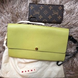 MARNI GREEN LEATHER CLUTCH
